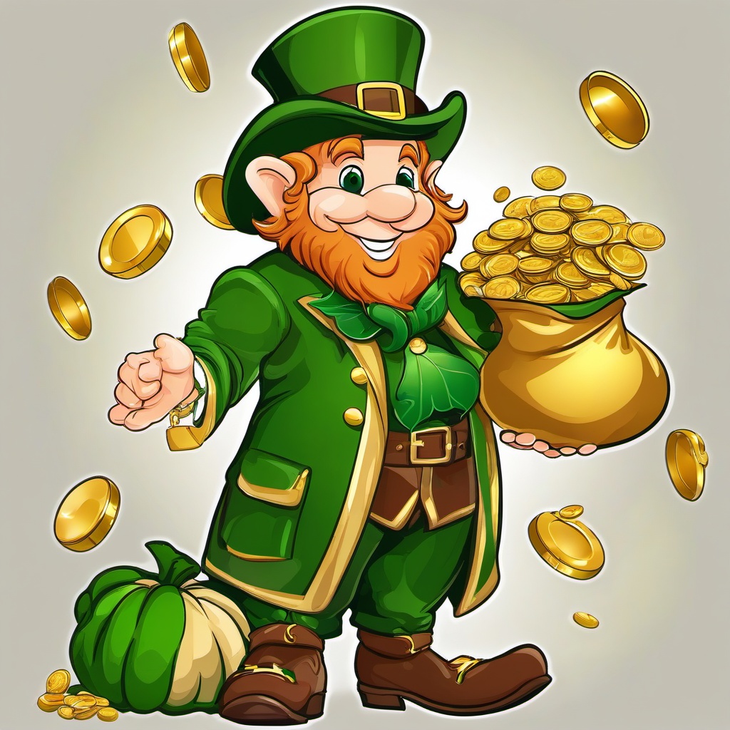 Leprechaun clipart - leprechaun with a bag of gold  