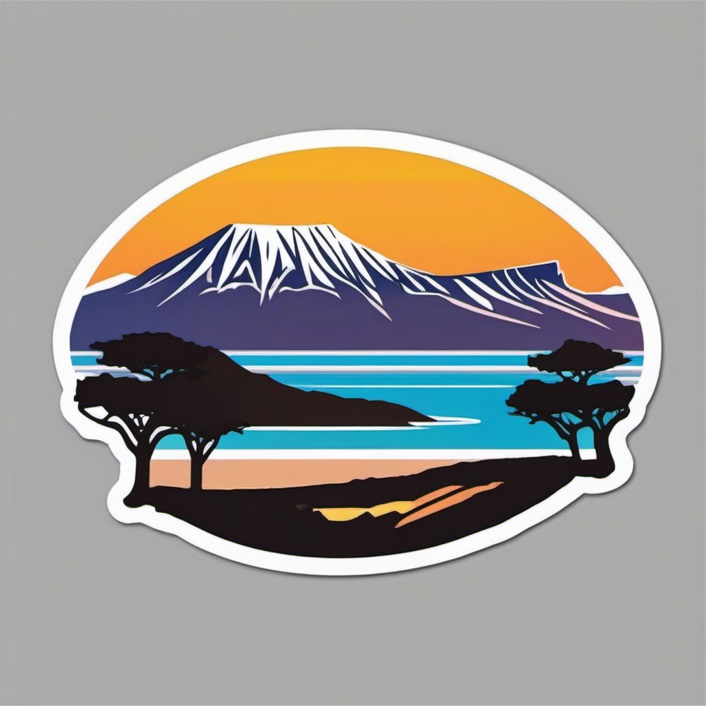 Cape Town Table Mountain sticker- Iconic flat-topped mountain in South Africa, , sticker vector art, minimalist design