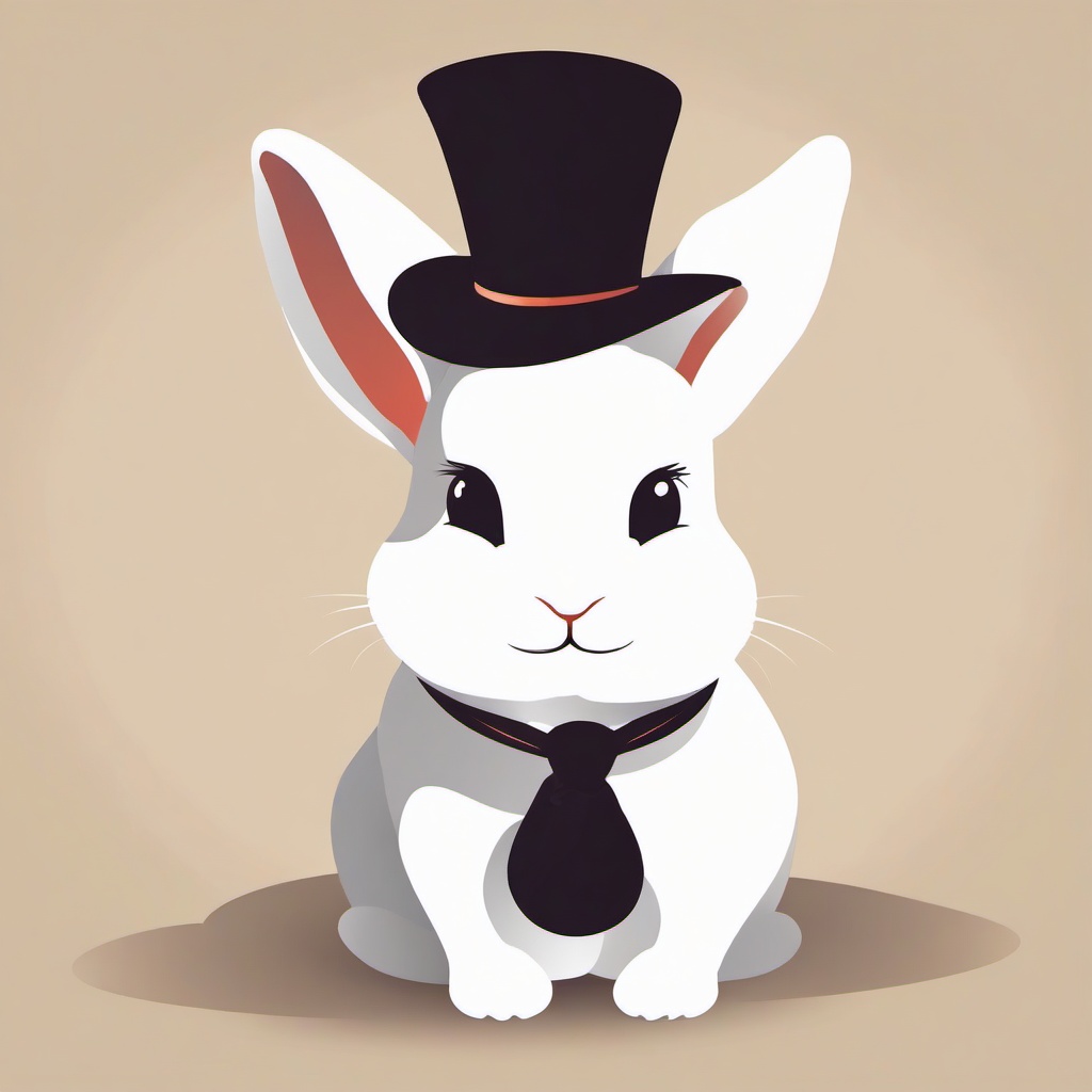 Rabbit clipart - rabbit wearing a magician's hat  color,minimalist,vector clipart