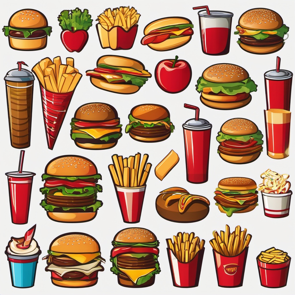 Food clipart - fast food items like burgers and fries  