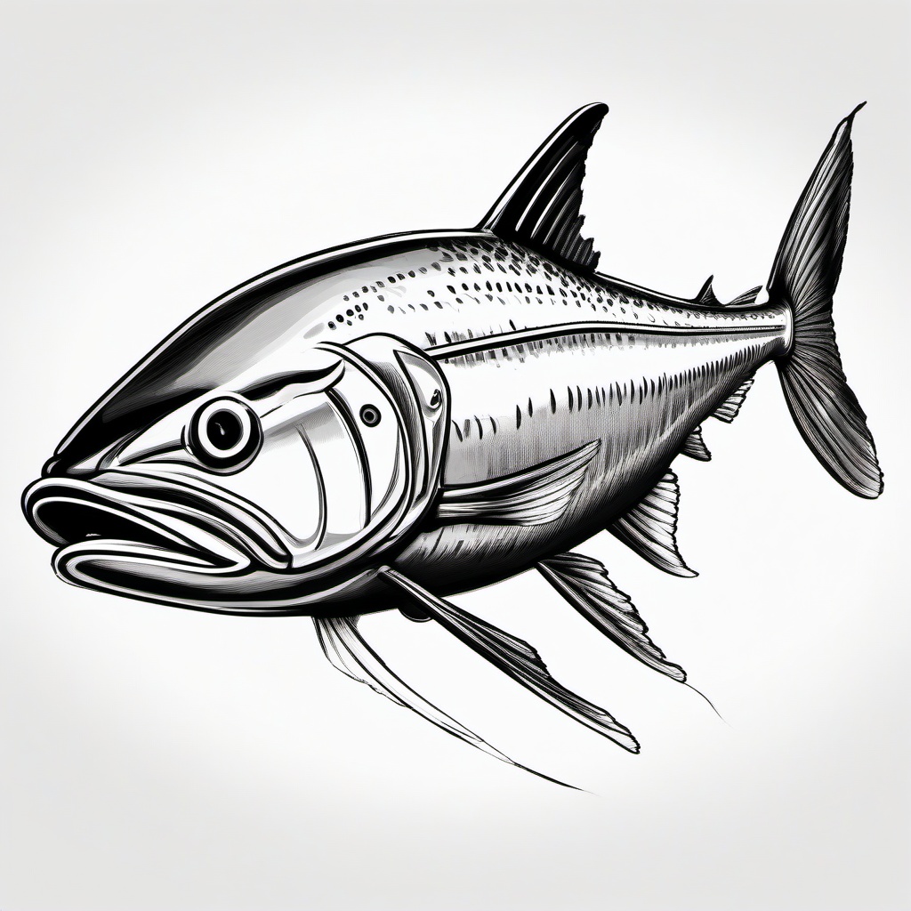 drawing of king mackerel  minimal rough sketch scribbles,doodles,black and white