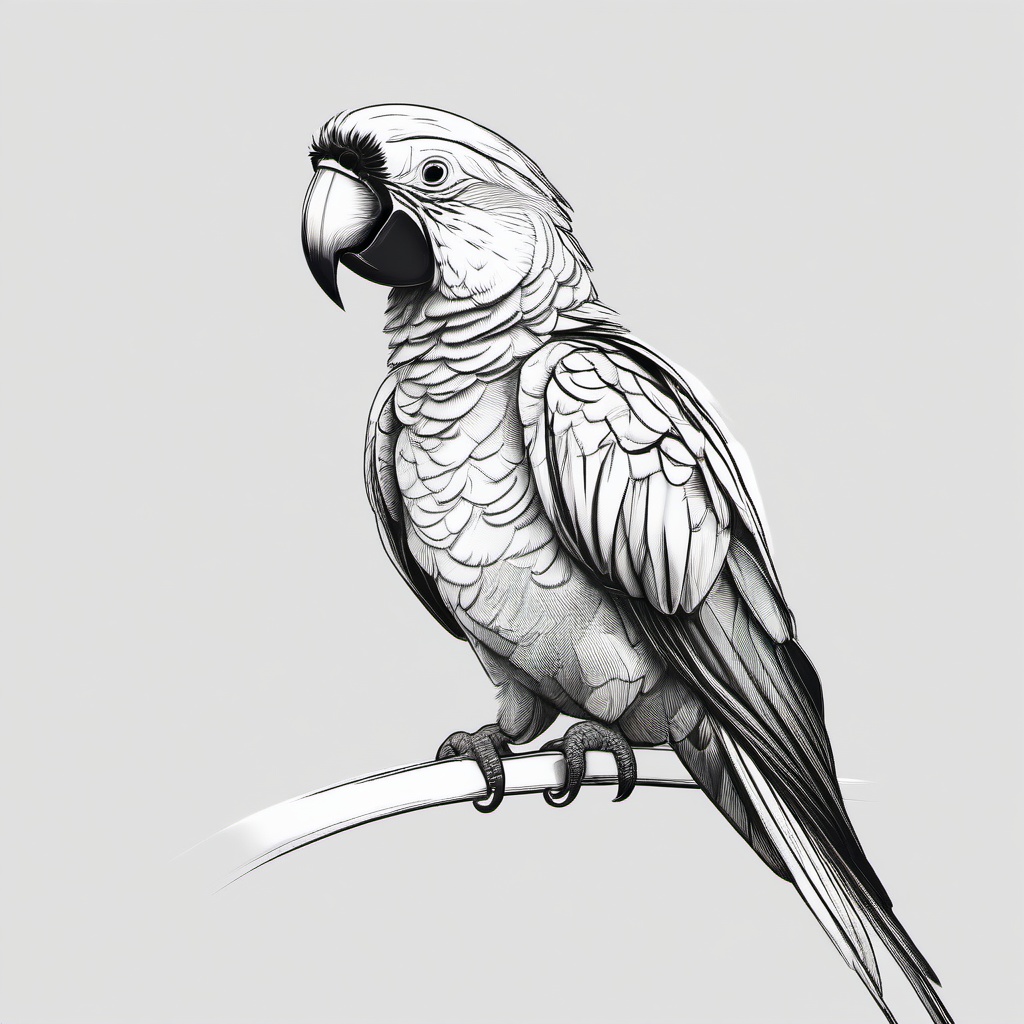 line drawing of parrot  minimal rough sketch scribbles,doodles,black and white