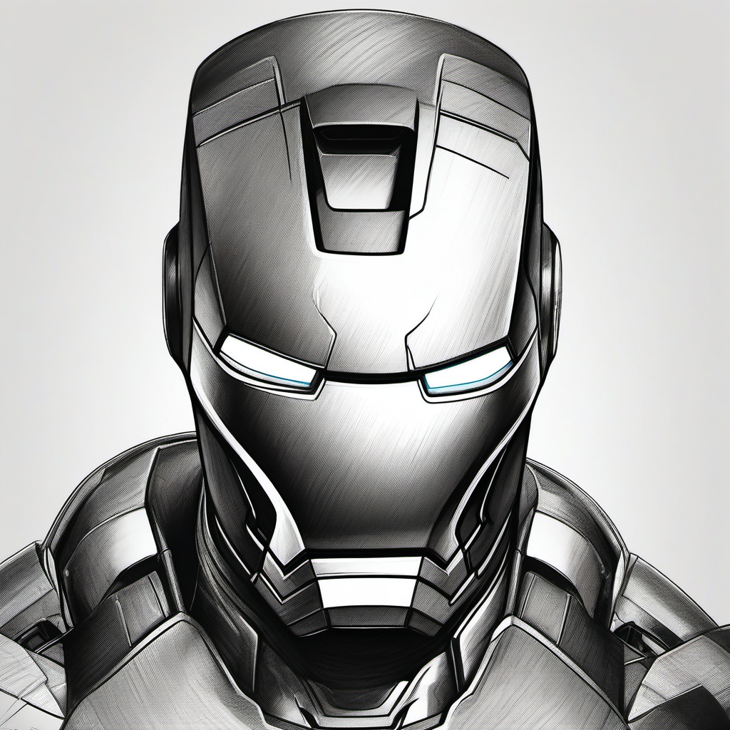 pencil drawing of iron man  minimal rough sketch scribbles,doodles,black and white