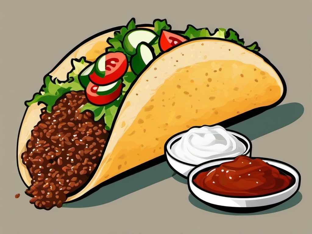 Taco clipart - taco with ground beef and sour cream  color,minimalist,vector clipart