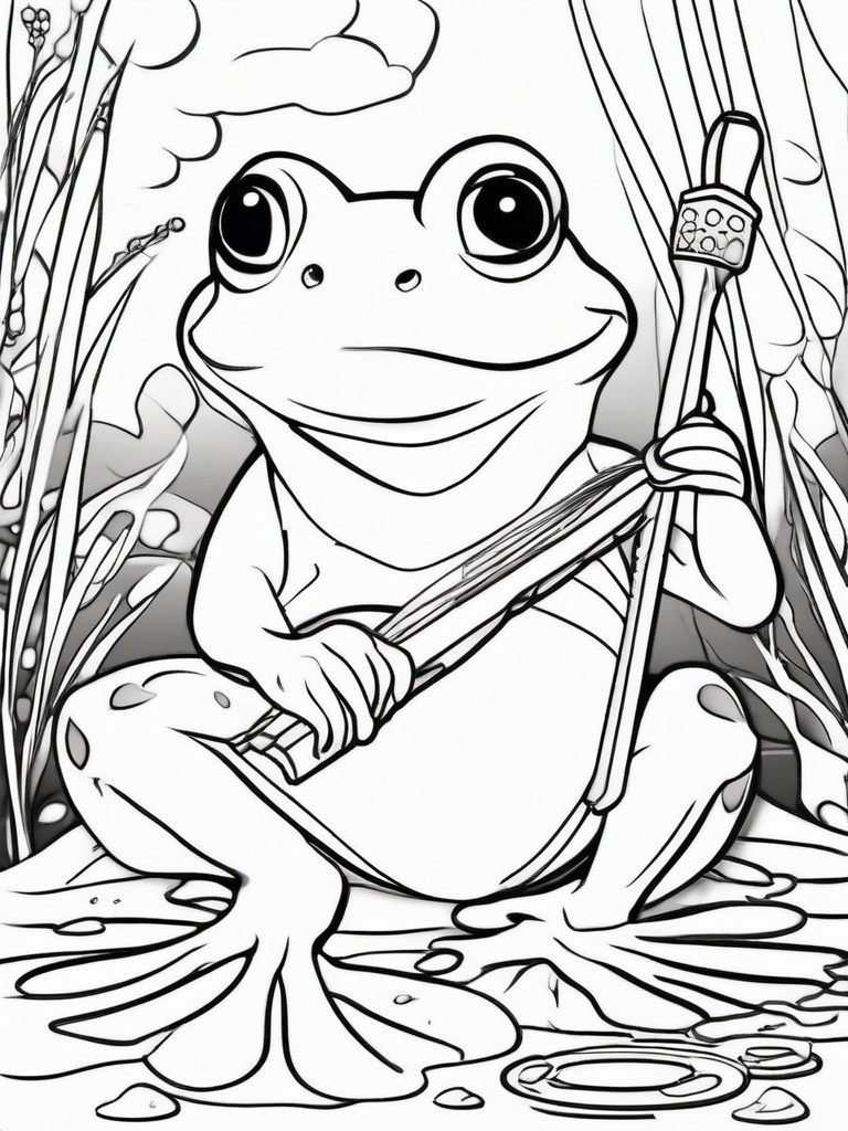 Frog Coloring Pages - Frog with a paintbrush and palette painting  simple coloring pages