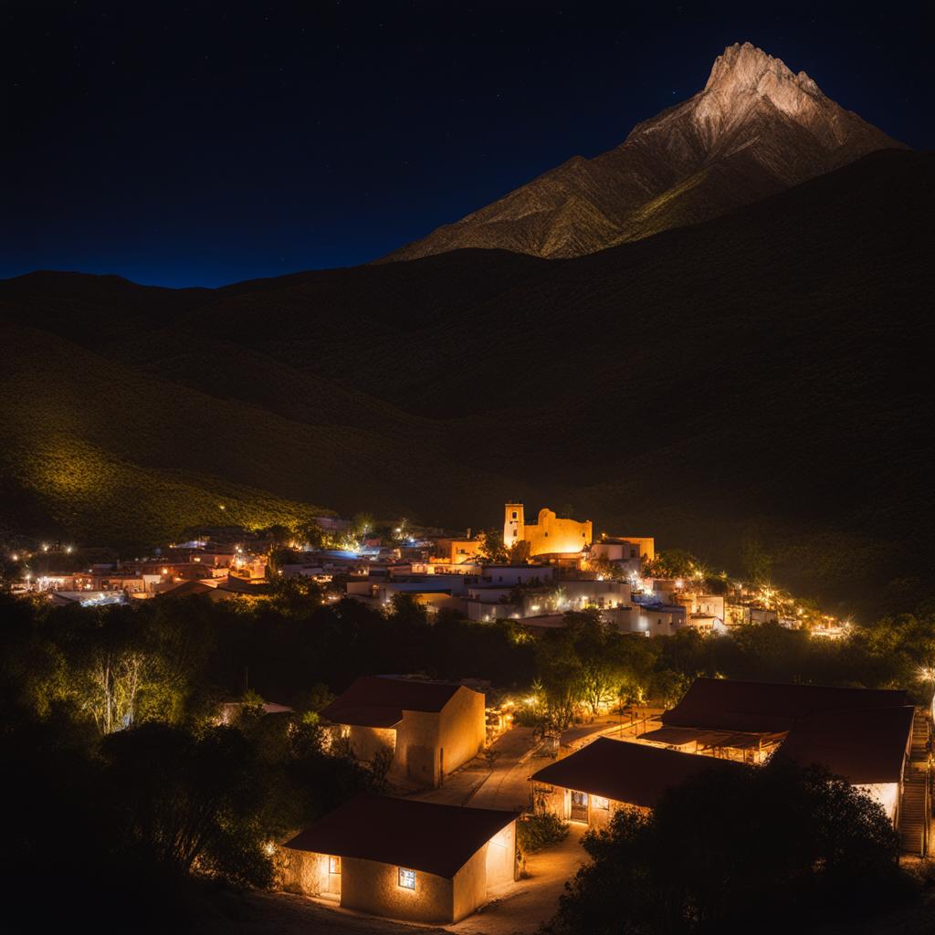 el triunfo - capture the enchanting night view of el triunfo, a mining town turned artist haven, with its historic buildings and mountain backdrop illuminated by stars. 