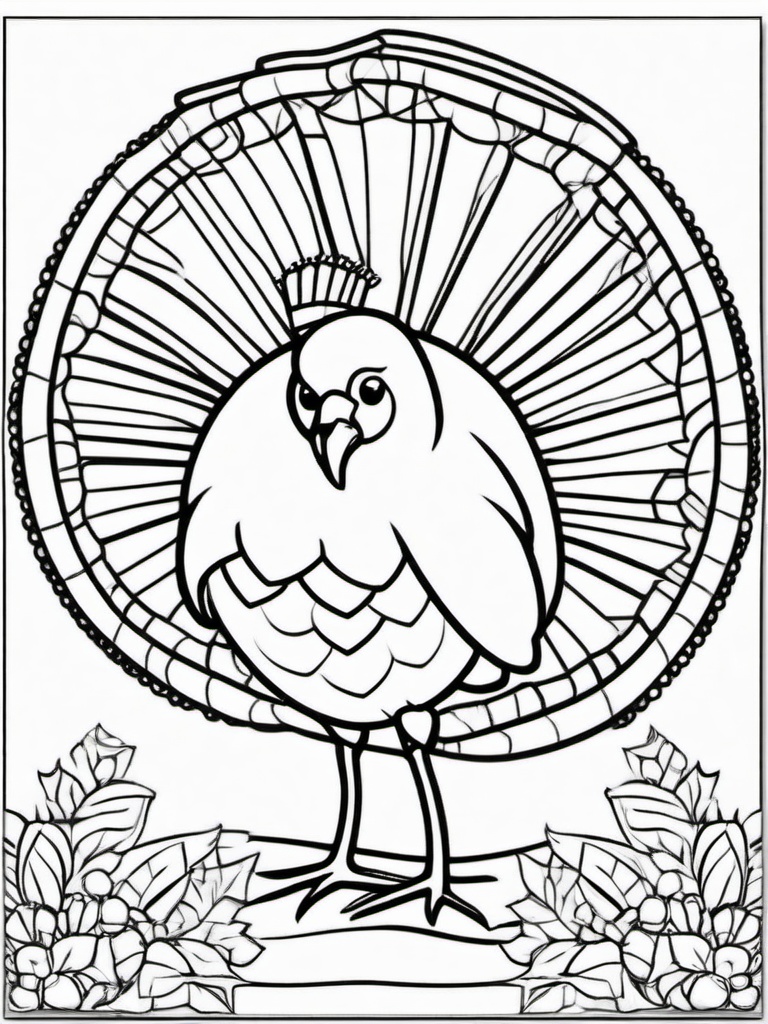 Turkey with a Scarf Coloring Pages - Cozy Turkey Ready for Fall Weather  minimal black outline printable sheet, coloring page