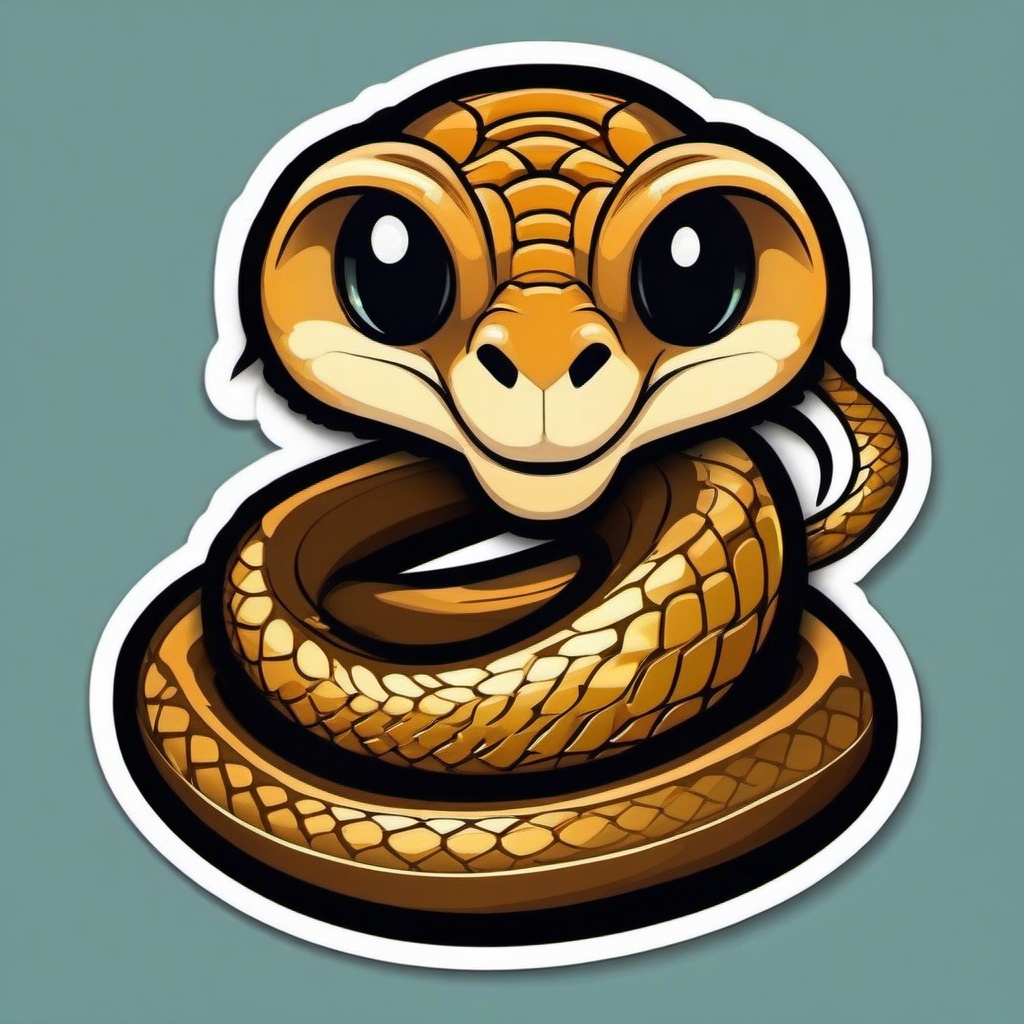 Cobra cartoon - hooded snake with a hiss  cartoon sticker style