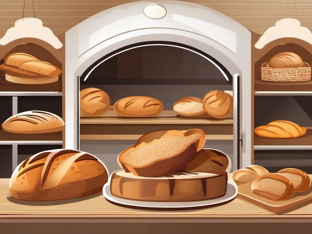 Bread clipart - Bread in a bakery setting.  vector style illustration, white background