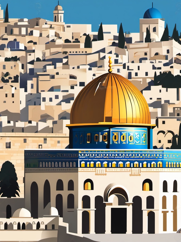 Jerusalem clipart - Western Wall and Dome of the Rock in Israel, ,color clipart vector style