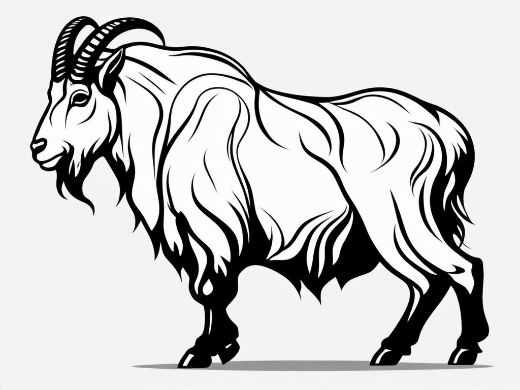 Mountain Goat Tattoo - A tattoo featuring a mountain goat, known for its surefootedness in rocky terrain.  simple color tattoo design,white background