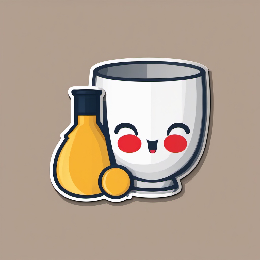 Sake Bottle and Cup Emoji Sticker - Japanese tradition, , sticker vector art, minimalist design