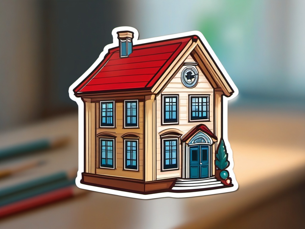 Schoolhouse Sticker - Embracing the traditional symbol of education with the charming schoolhouse sticker, , sticker vector art, minimalist design