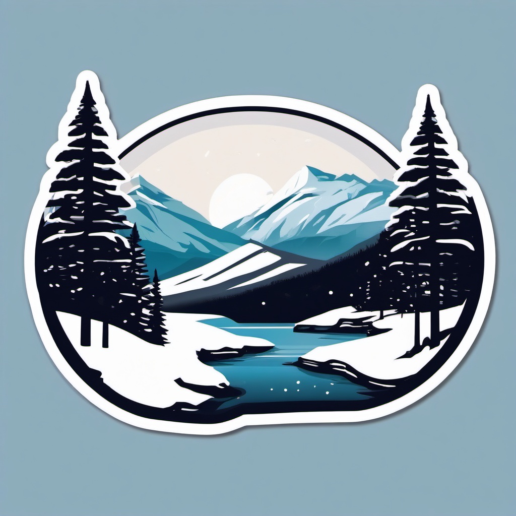 Fallen Snow Sticker - Embrace the hushed beauty of a landscape covered in fallen snow with this serene sticker, , sticker vector art, minimalist design