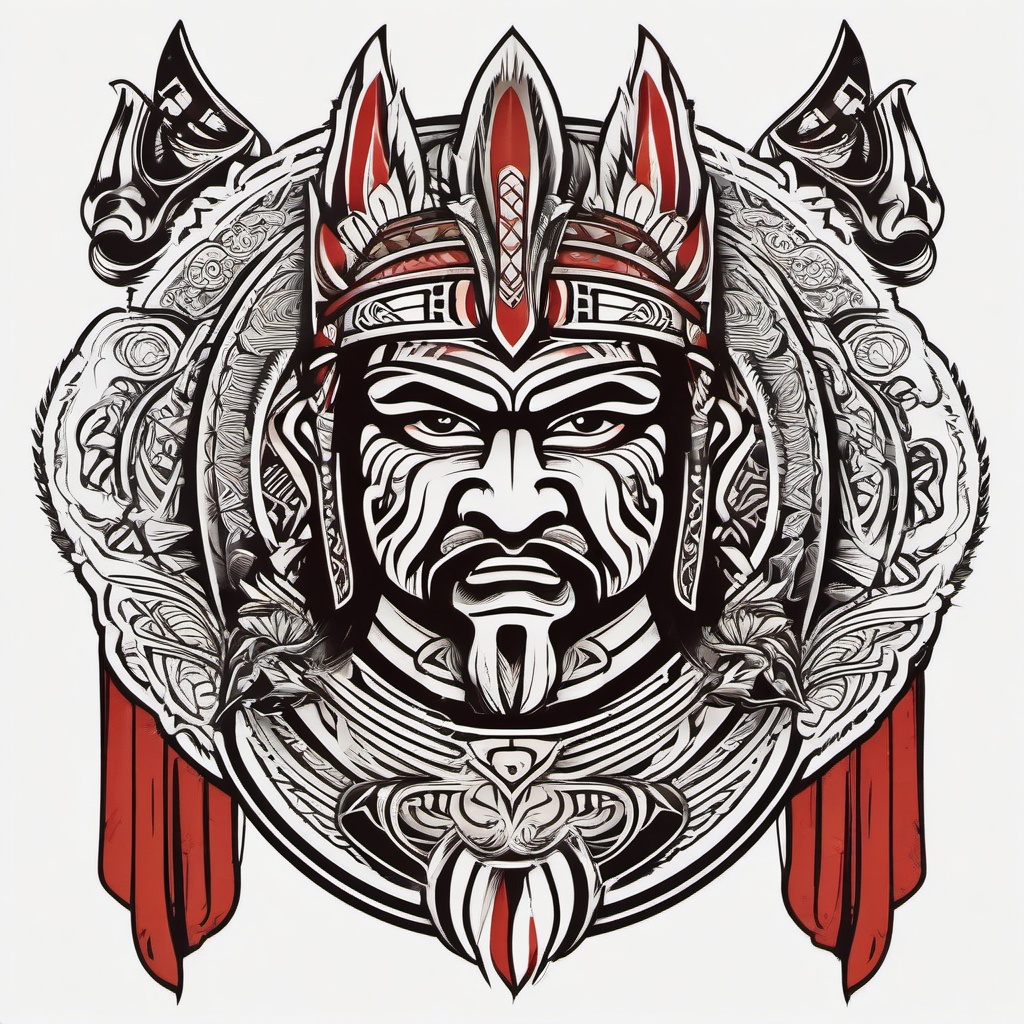 Hawaii Warrior Tattoo - Showcase strength and warrior spirit with a tattoo inspired by Hawaiian warriors and their cultural significance.  simple vector color tattoo,minmal,white background