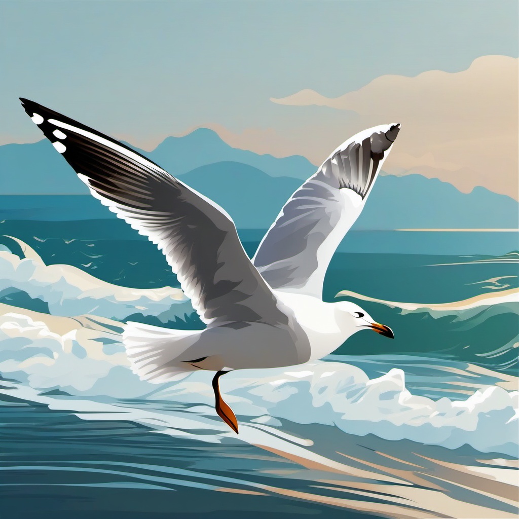 Seagull clipart - Seabird with graceful flight along coastlines, ,color clipart vector style