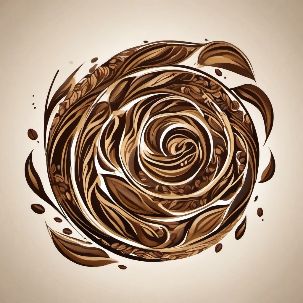 Coffee bean swirls ink: Spiraling flavor, a visual delight.  simple color tattoo style