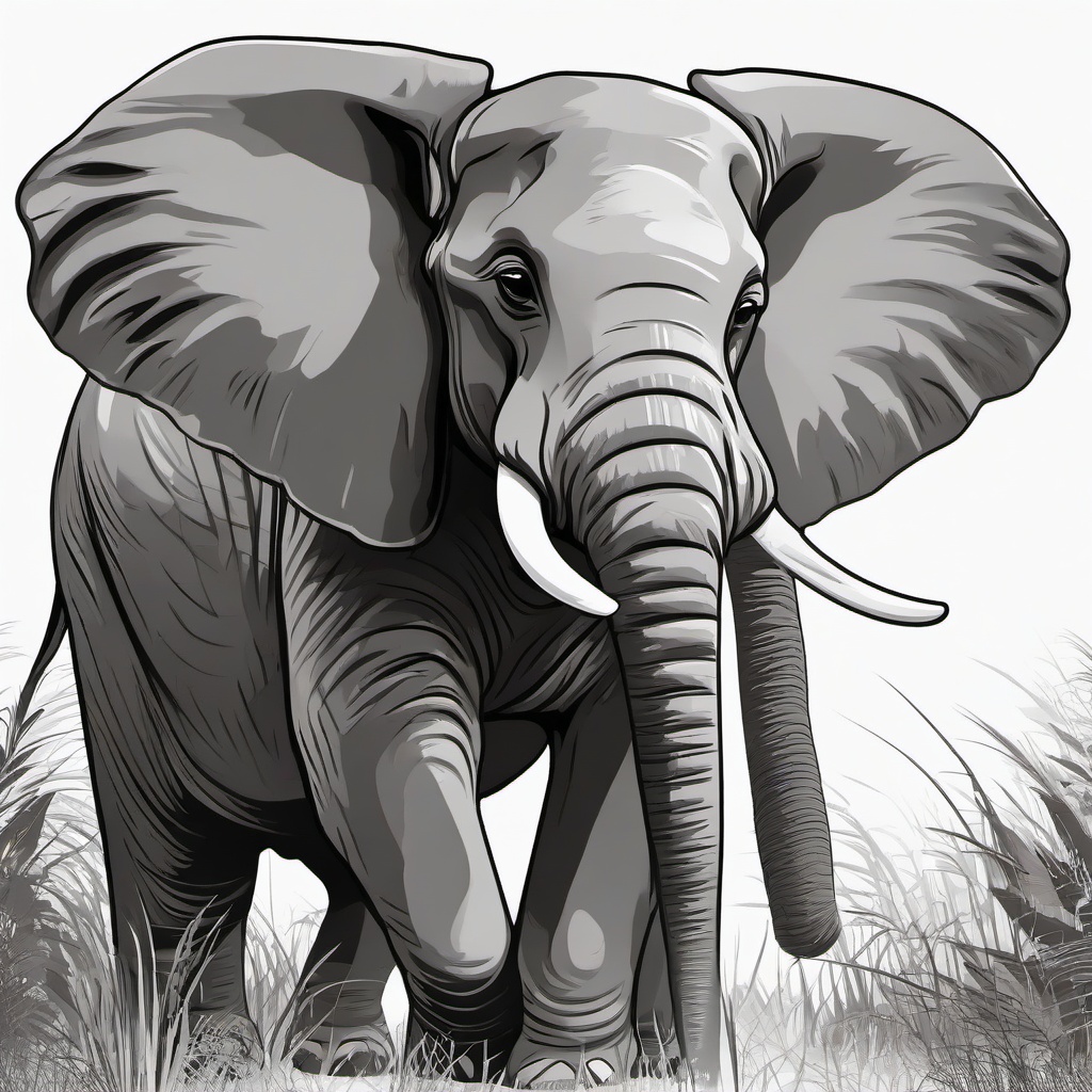 Elephant cartoon - large, gentle giant with big ears and a trunk  