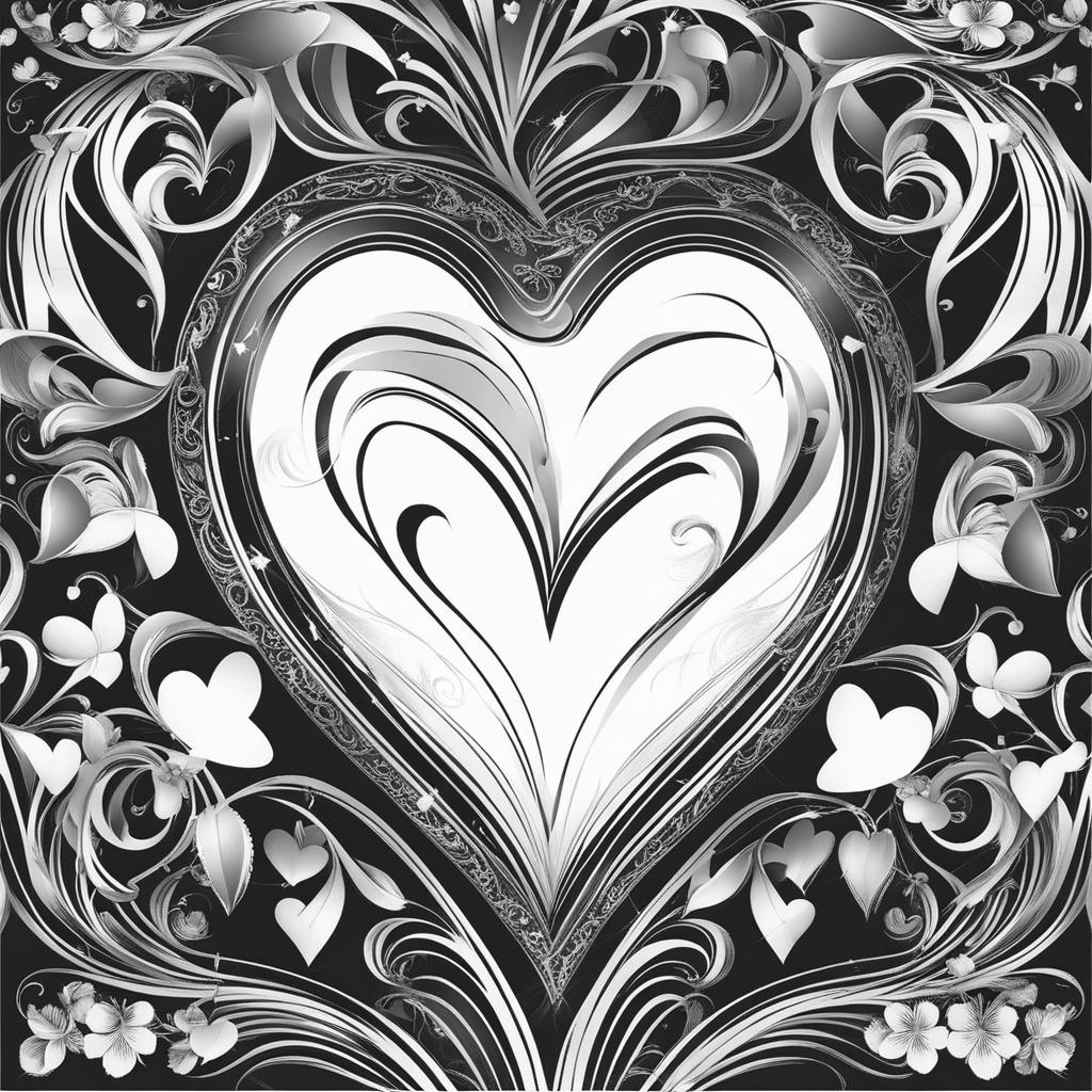 heart clip art black and white - symbolizing love and affection. 