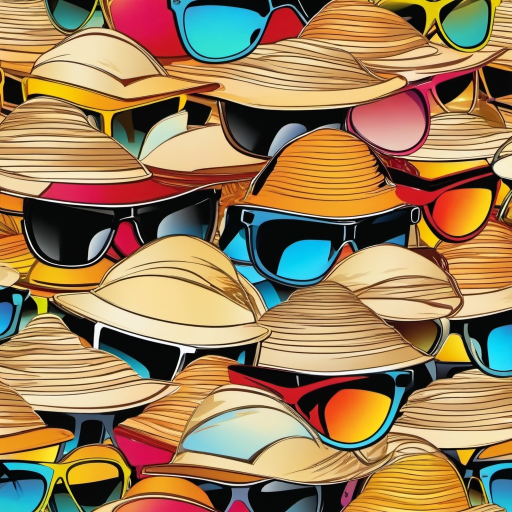 Sunglass clipart - sunglasses on a summer hat  