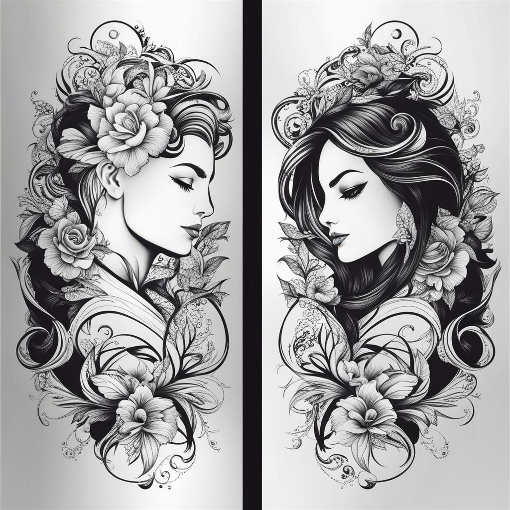 couple tattoo designs black and white design 