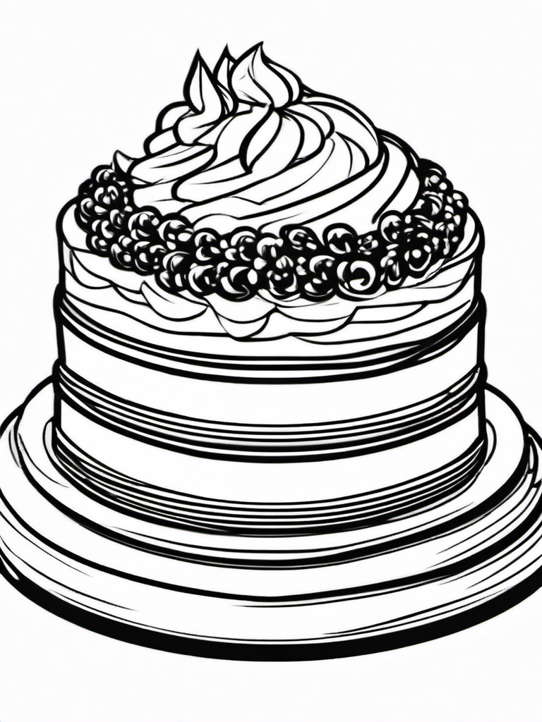 Cake Coloring Pages - Simple butter cake with smooth frosting  simple coloring pages