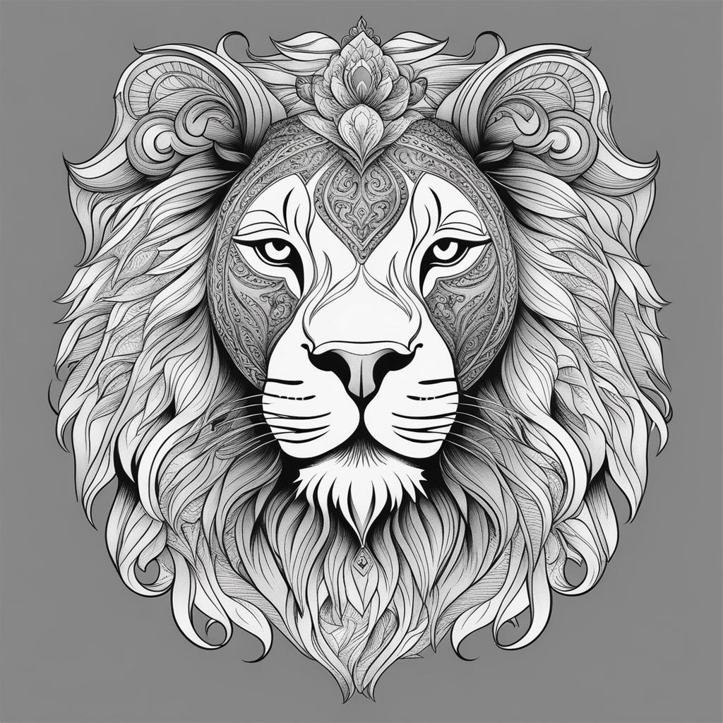 leo tattoo black and white design 