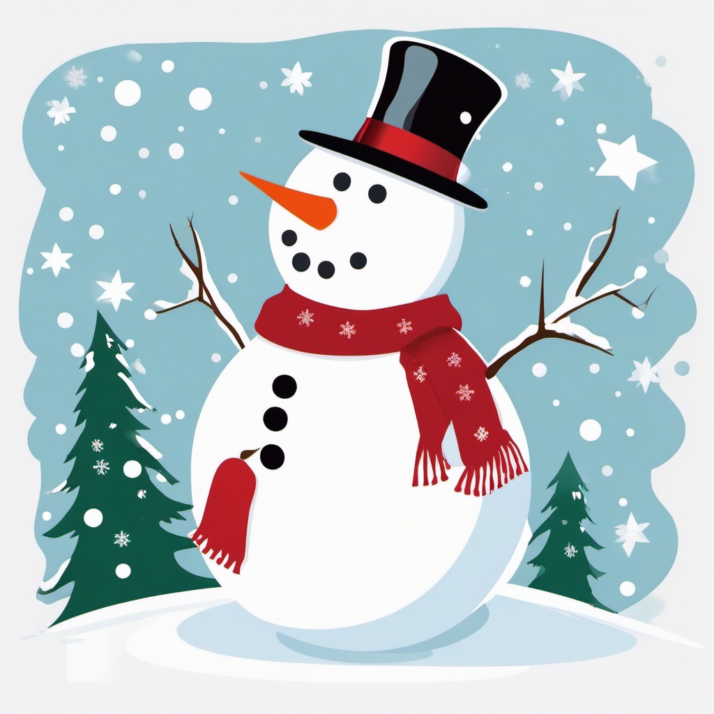 Snowman clipart - snowman at a holiday party  