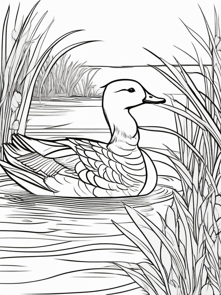 Duck Coloring Pages - Quacking Pond Dwelling Waterfowl  minimal black outline printable sheet, coloring page