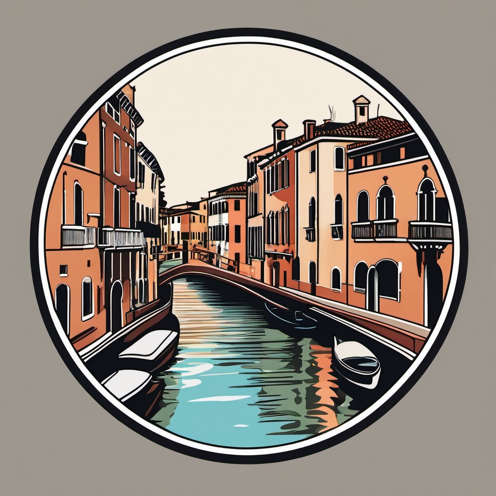 Venice Canals sticker- Serene waterways winding through the city, , sticker vector art, minimalist design