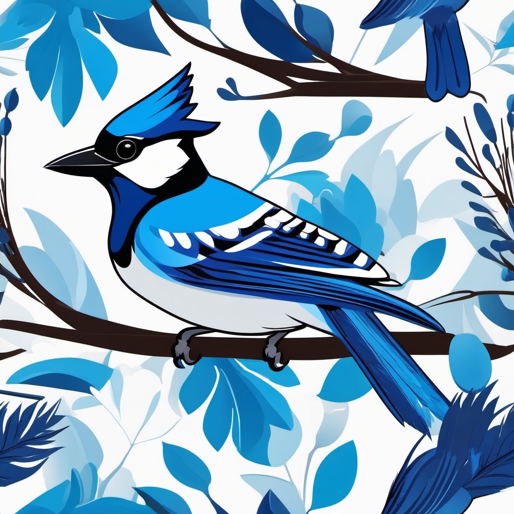 Blue Jay Clip Art - Blue jay with vibrant blue feathers,  color vector clipart, minimal style