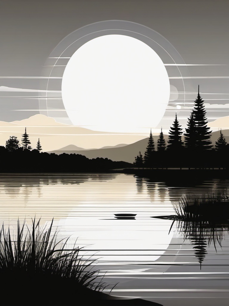 Sun clipart - reflecting on a calm lake  