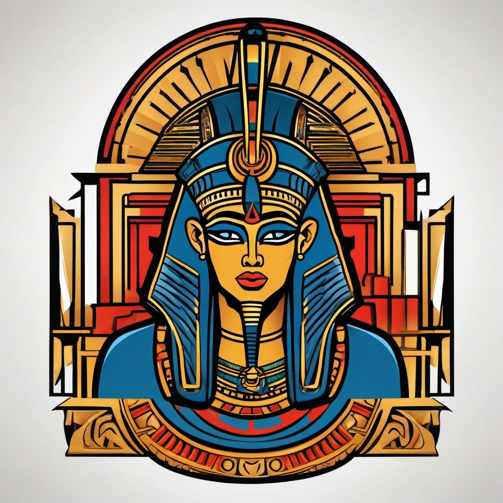 Amun Ra Tattoo-Bold and dynamic tattoo featuring Amun Ra, an ancient Egyptian deity associated with the sun and air.  simple color vector tattoo