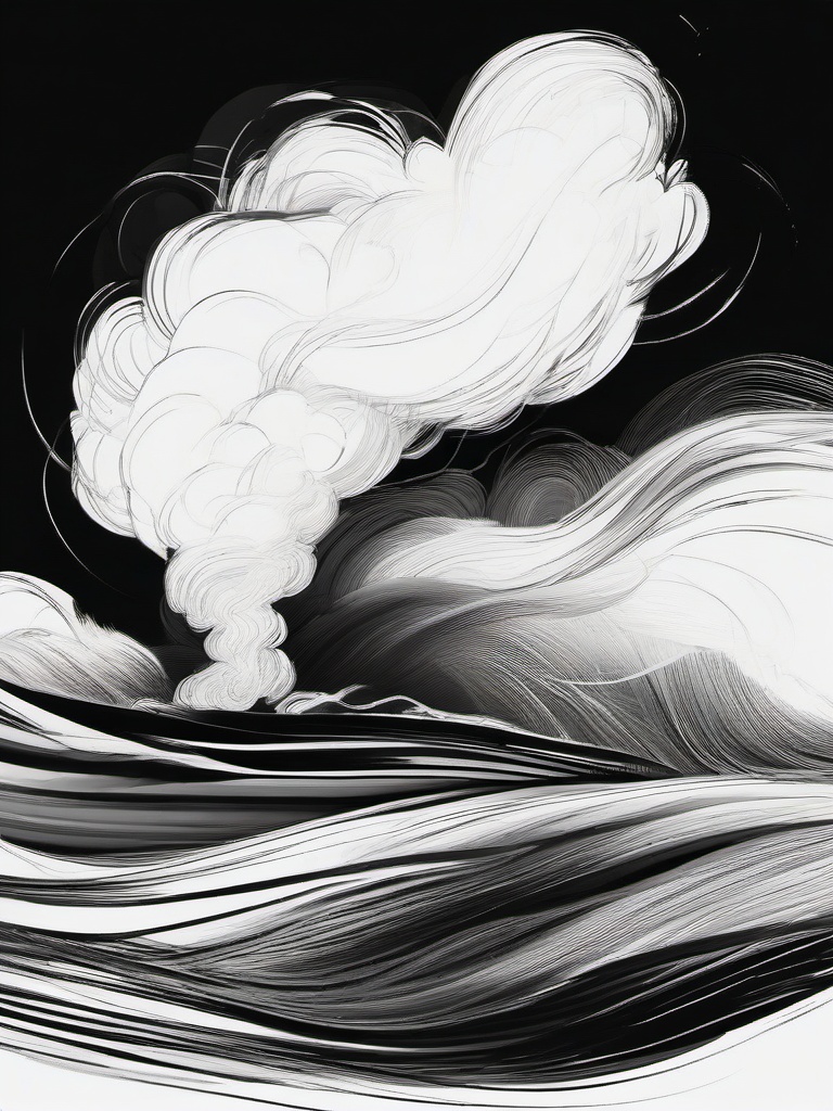 drawing of a fire tornado  minimal rough sketch scribbles,doodles,black and white