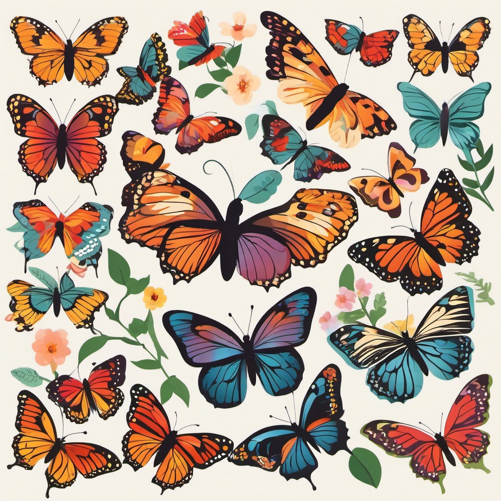 Butterfly Garden clipart - A garden attracting butterflies, ,vector color clipart,minimal