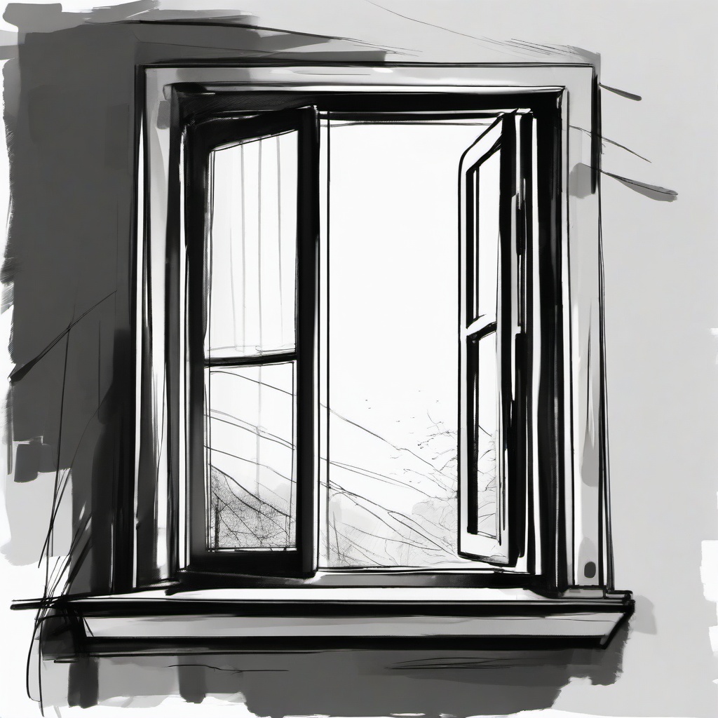 sketch of a window  minimal rough sketch scribbles,doodles,black and white