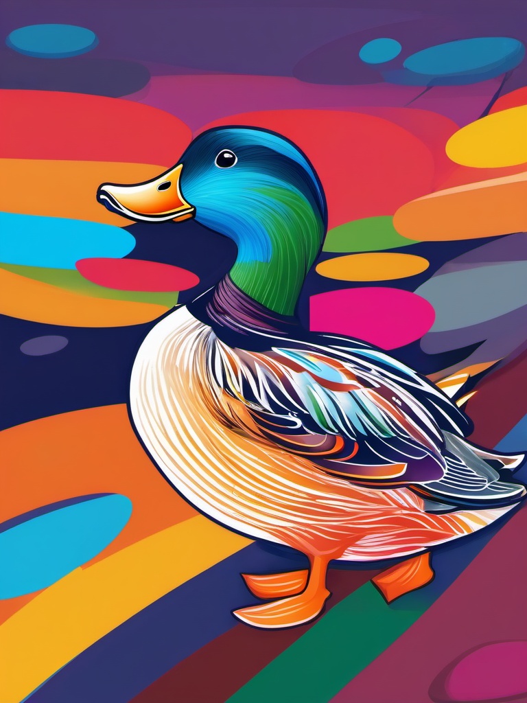 Duck clipart - duck with a colorful background  