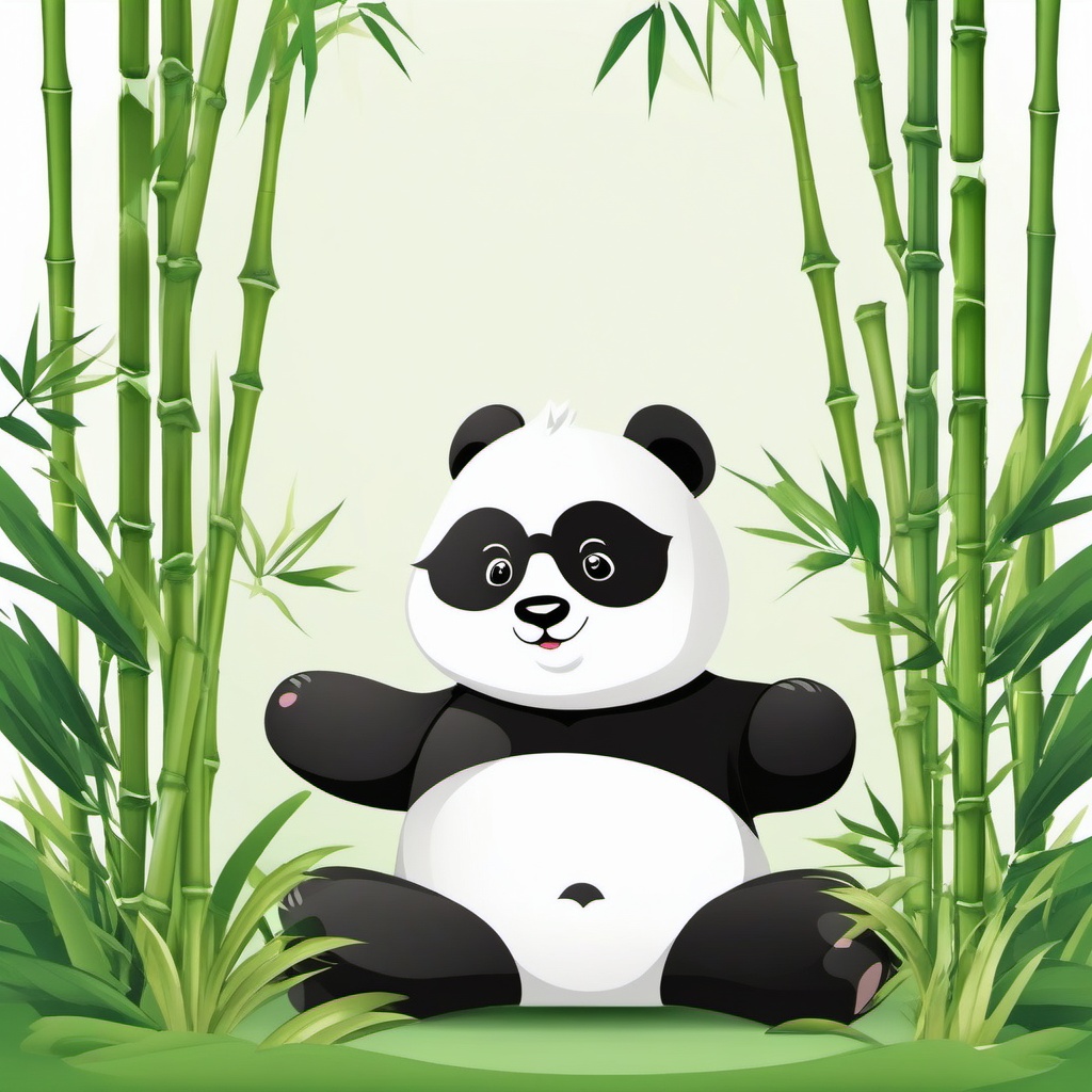 Cute Panda in a Zen Bamboo Garden  clipart, simple