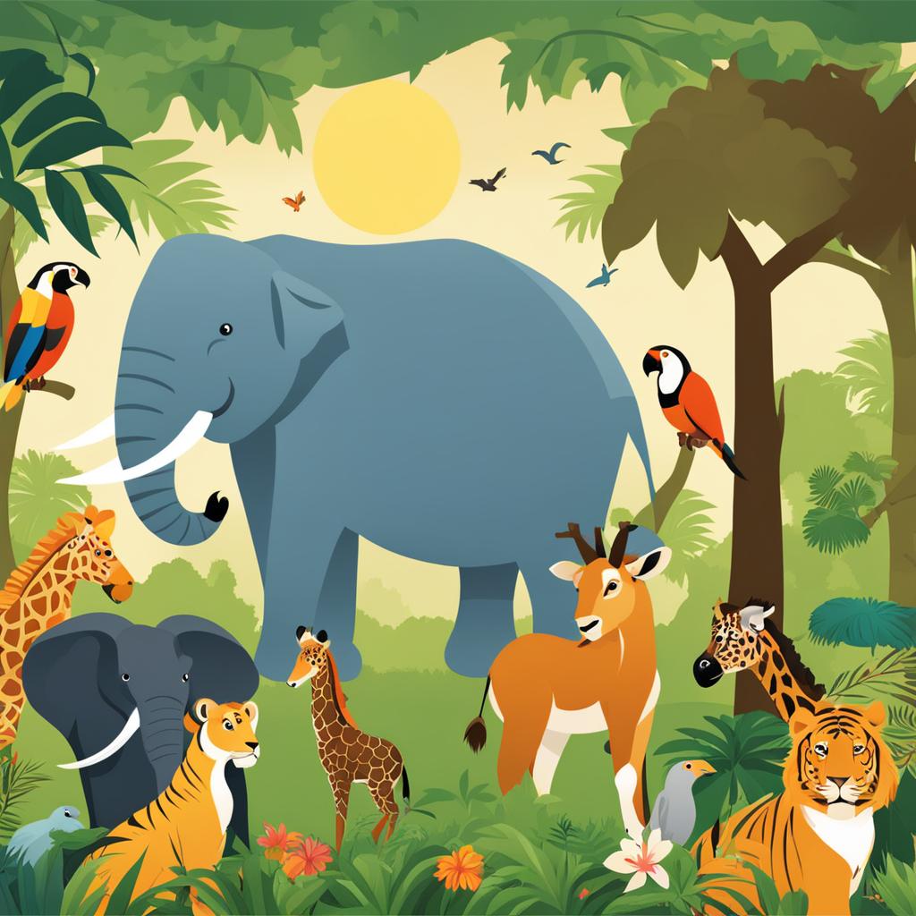 zoo clipart - an animated zoo scene, teeming with creatures from around the world, a wild spectacle 