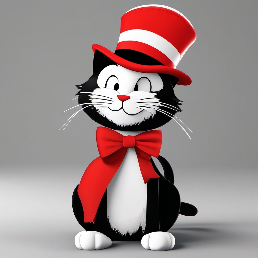 Cat and the Hat clipart, The Cat in the Hat with his signature mischievous grin.  simple, 2d flat