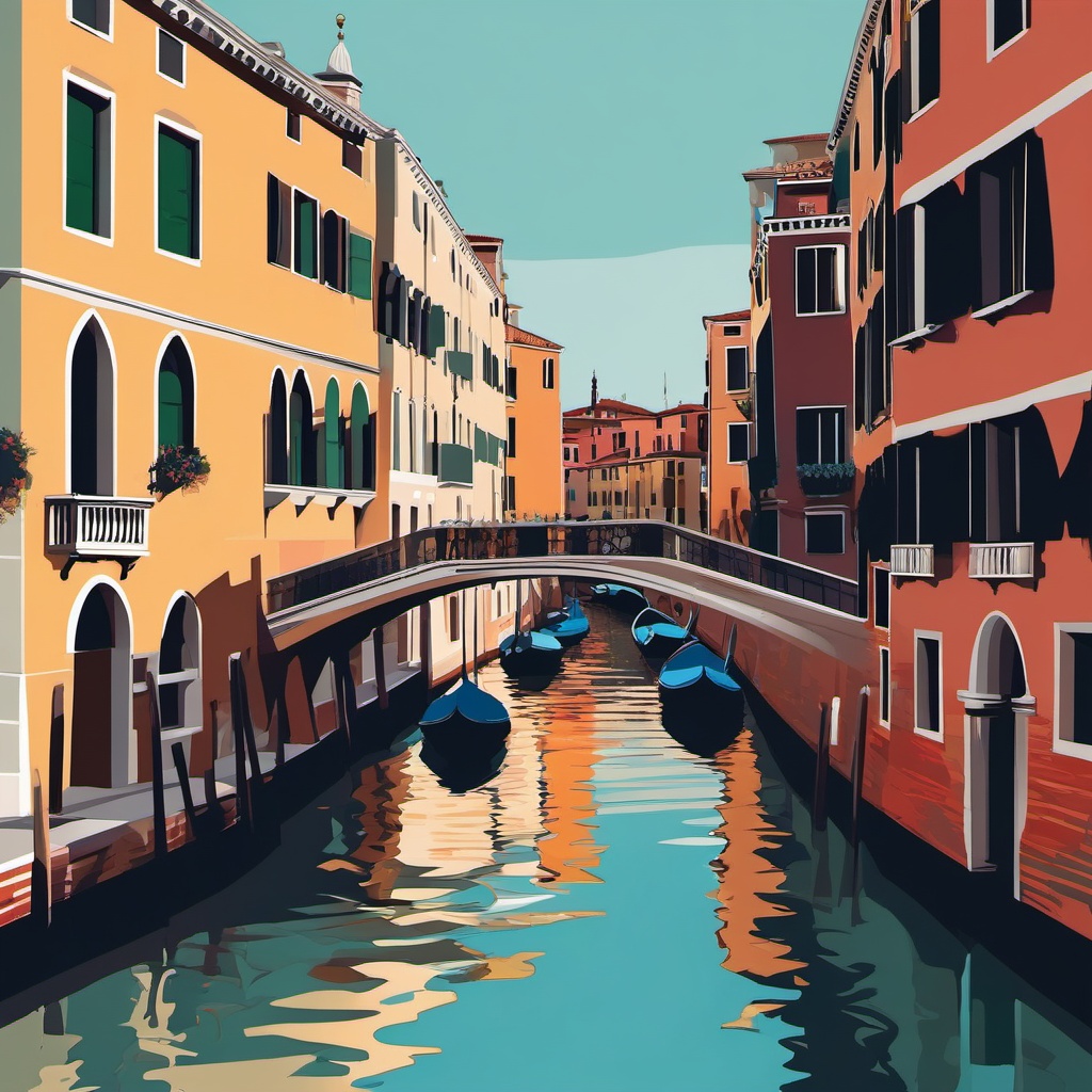 Venice Canals clipart - Iconic canals of Venice, Italy, ,color clipart vector style