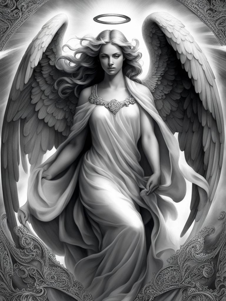 guardian angel tattoo, representing protection and guidance from heavenly beings. 