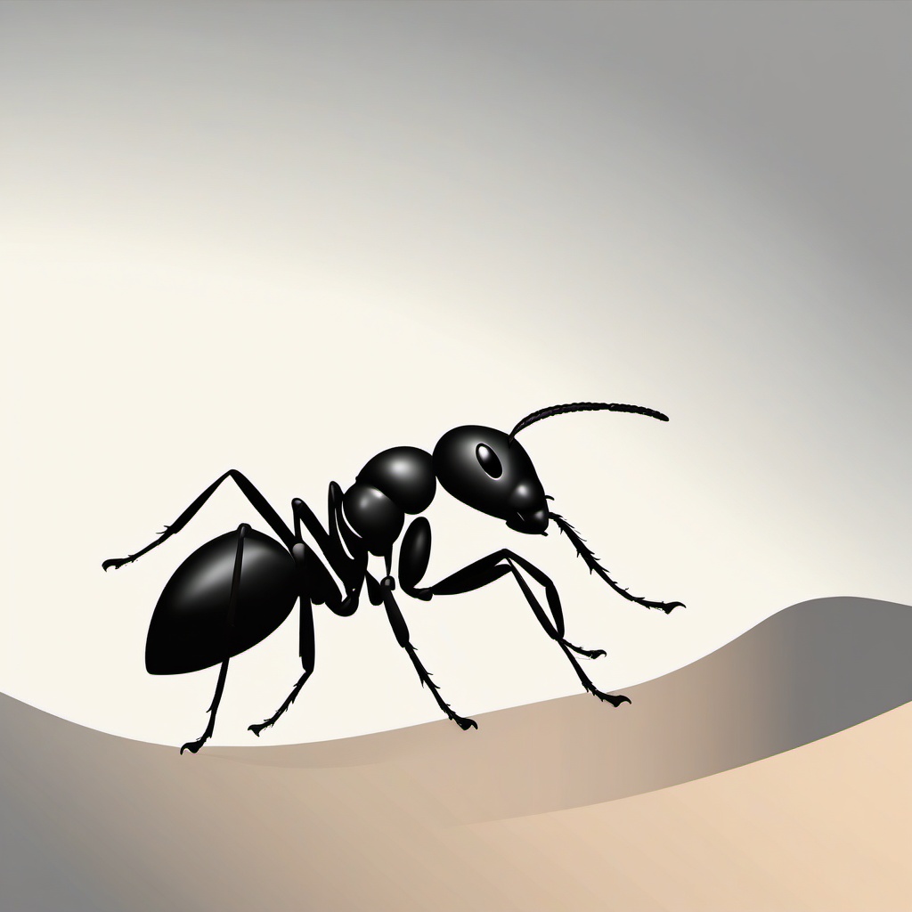 Black Ant Clip Art - A black ant on a journey,  color vector clipart, minimal style