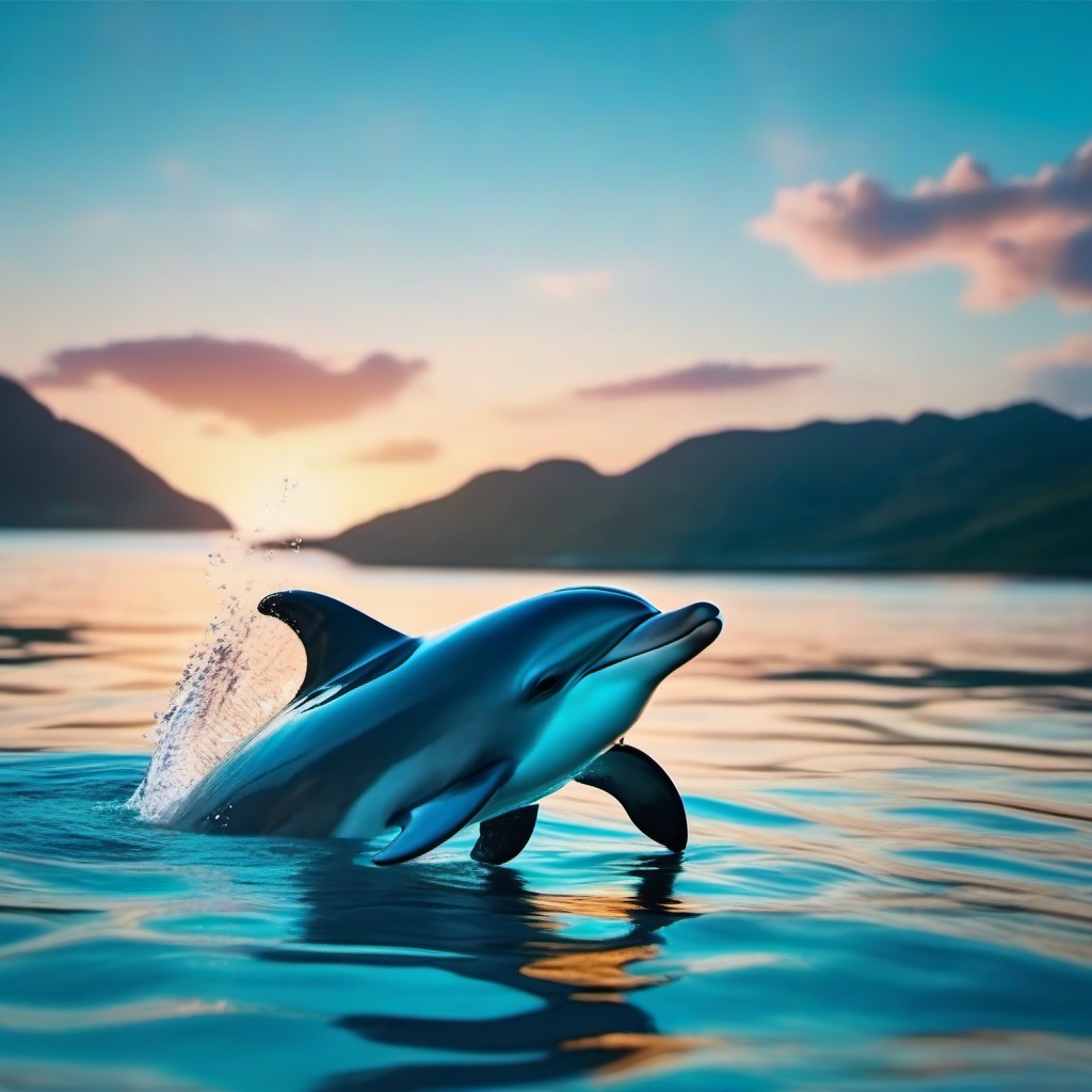 Cute Dolphin Playfully Swimming in a Crystal Clear Lagoon 8k, cinematic, vivid colors