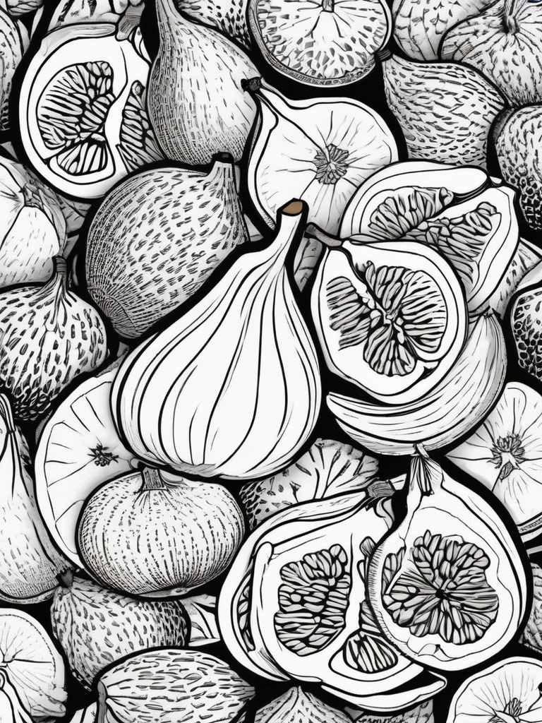 Fruit Coloring Pages - Figs cut open with seedy interior  simple coloring pages