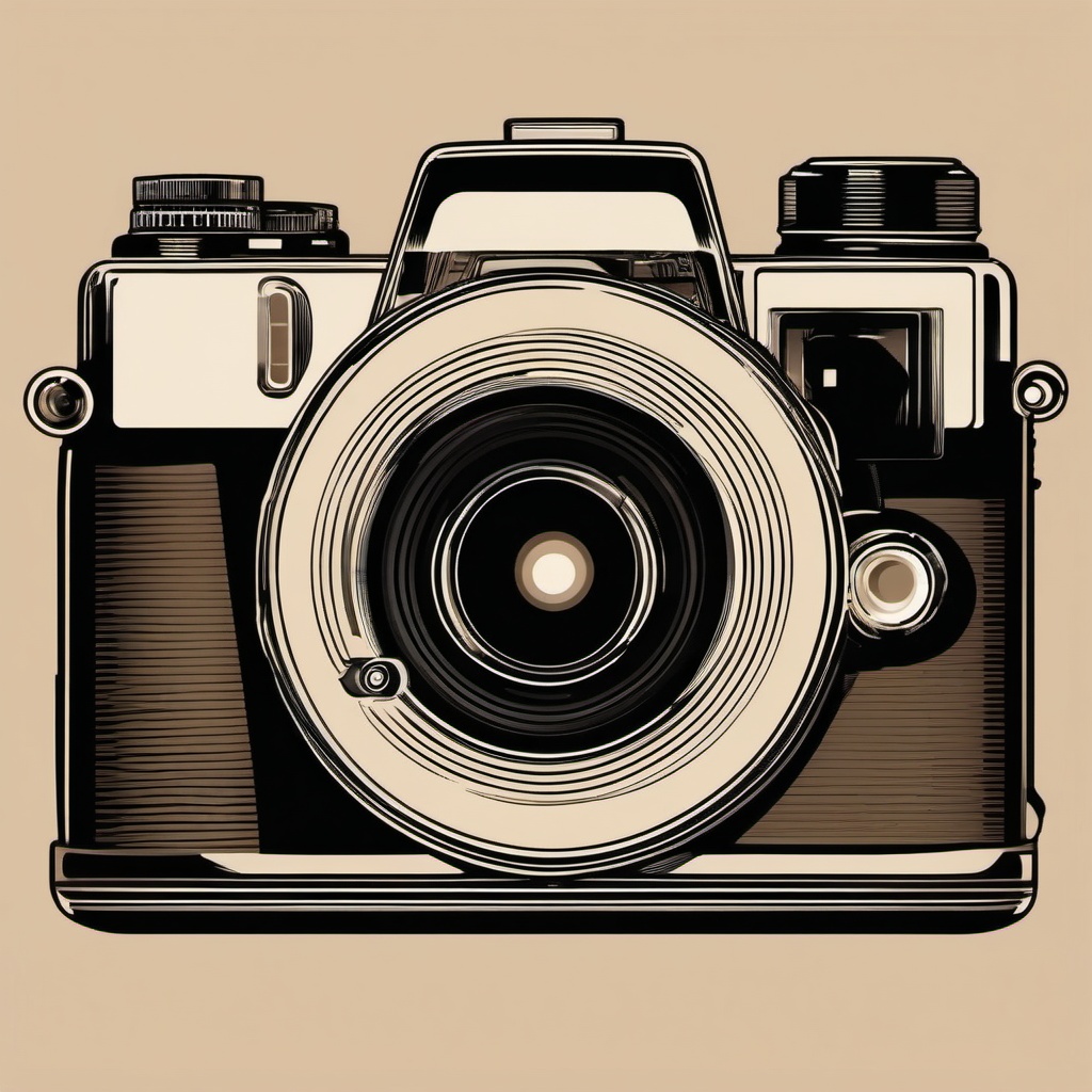 Camera Clipart - Vintage camera capturing memories in sepia tones.  color clipart, minimalist, vector art, 