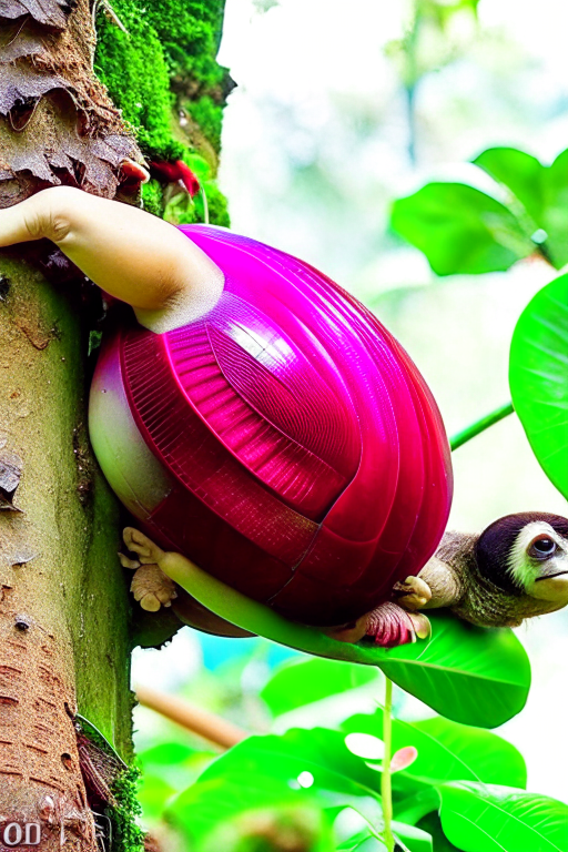 sloths attempting a 'tree climbing race,' moving at a snail's pace to reach the top. 