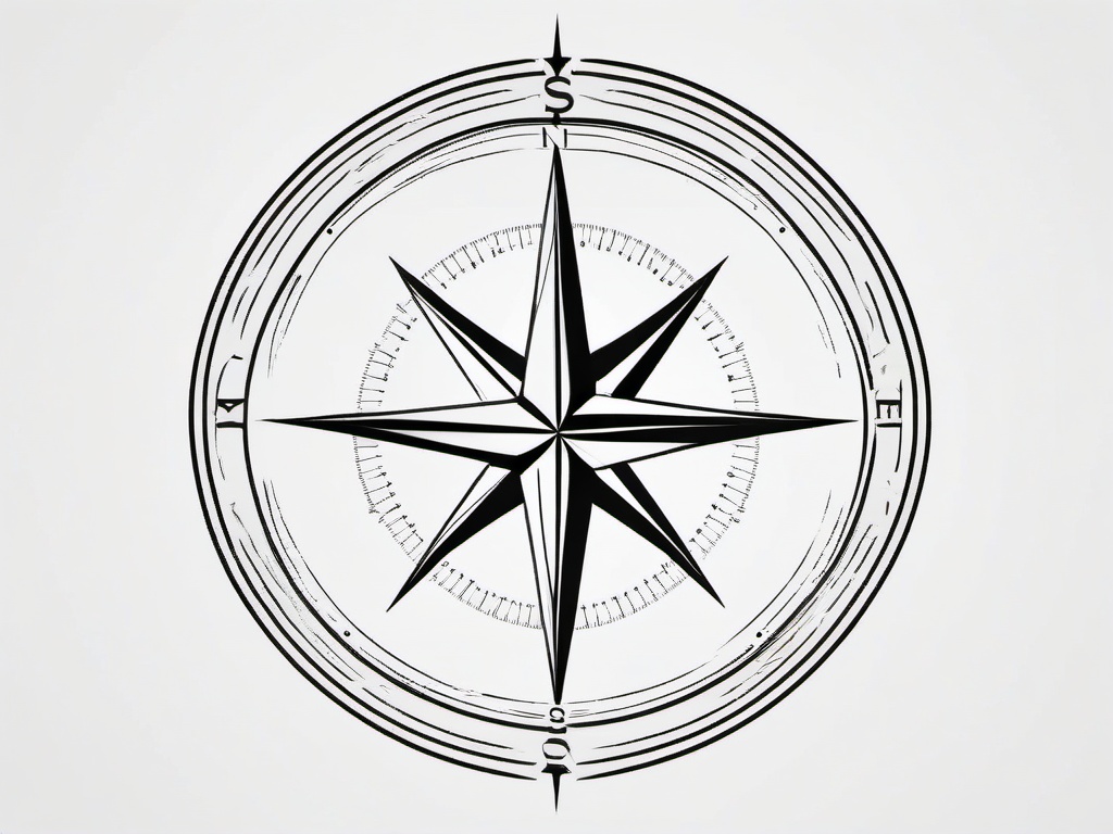 Religious Compass Tattoo - Compass tattoo with religious symbolism.  simple vector tattoo,minimalist,white background