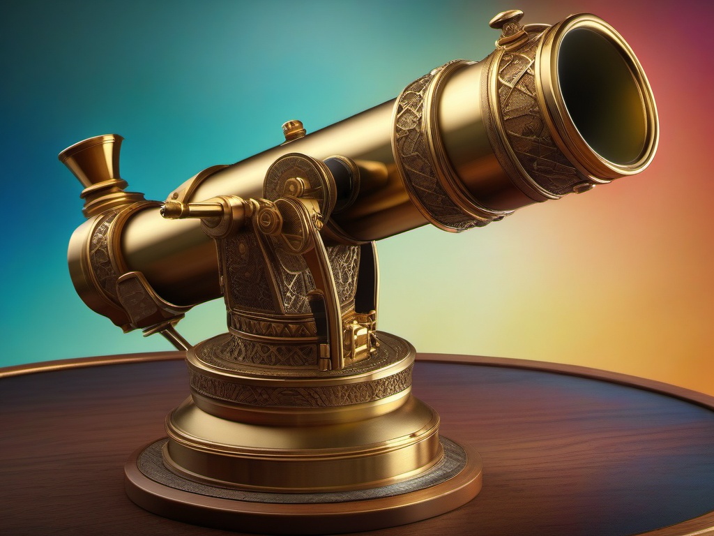 Old-Fashioned Telescope - An old-fashioned telescope with a brass finish hyperrealistic, intricately detailed, color depth,splash art, concept art, mid shot, sharp focus, dramatic, 2/3 face angle, side light, colorful background