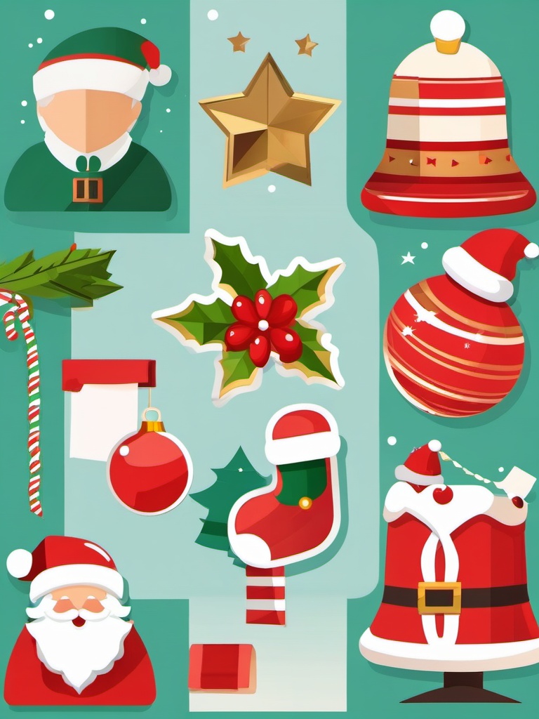 Christmas Clipart,Decorating a holiday-themed website  simple, 2d flat